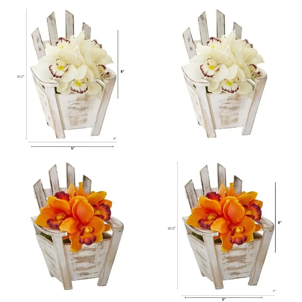

Stunningly Charming Artificial Orchid Arrangement in Chair Planter for Your Home Decoration.