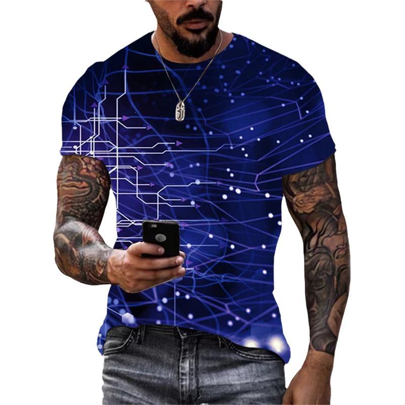 

Summer Hip Hop Casual Abstract Digital Technology Men's and Women's T-Shirts Print Harajuku Round Neck Tees Short Sleeve Tops