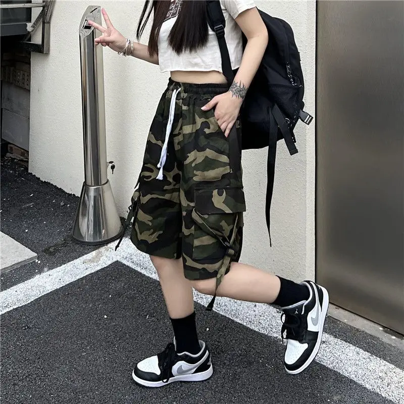Короткие летние брюки в европейском и американском стиле камуфляжные прямые