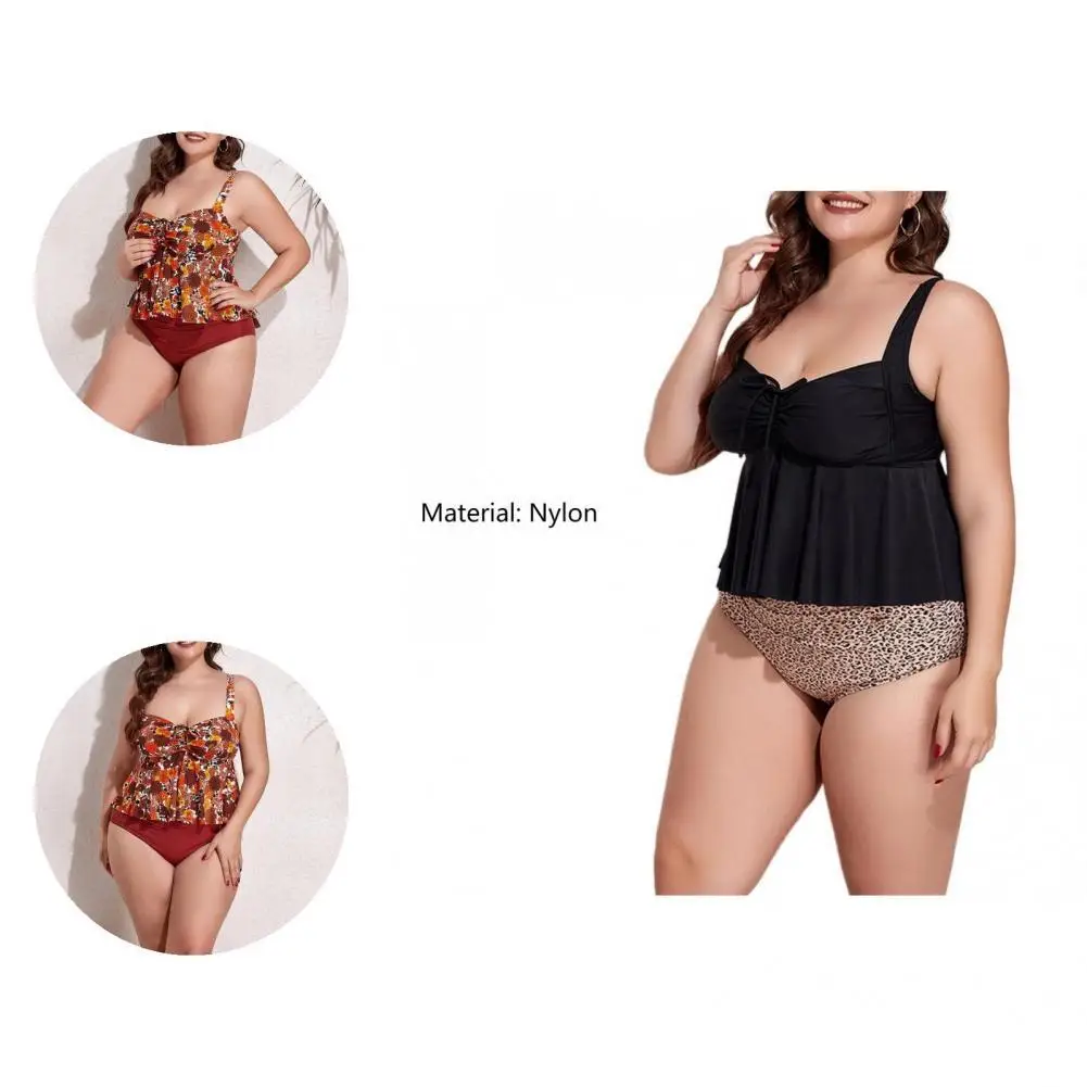 

2Pcs/Set Split Swimsuit Popular Suspenders High Waist Bikini Sleeveless Adjustable Women Swimsuit