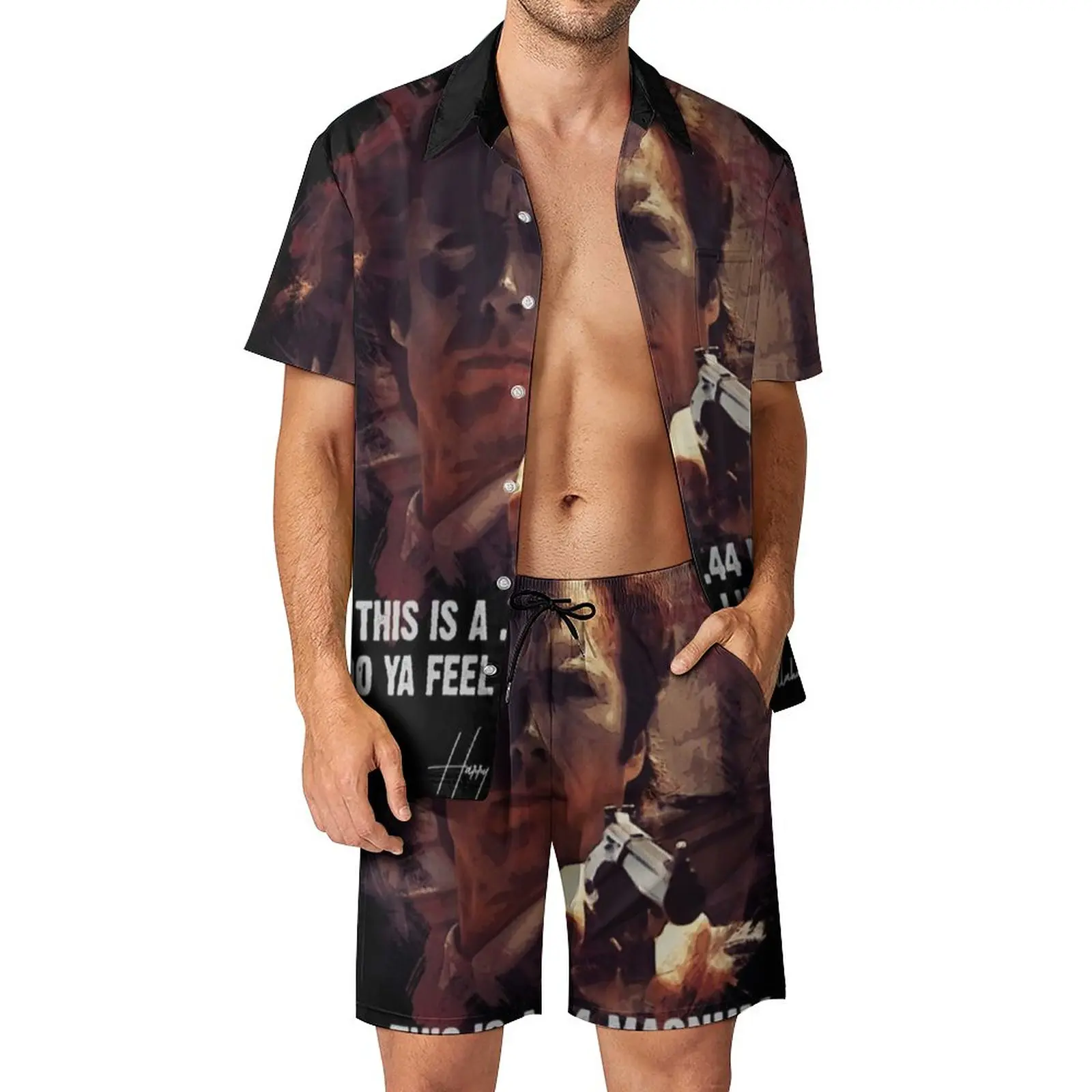 

Clint Eastwood Lucky Punk Men Sets Actor Director Casual Shorts Summer Retro Beach Shirt Set Short-Sleeve Print Plus Size Suit