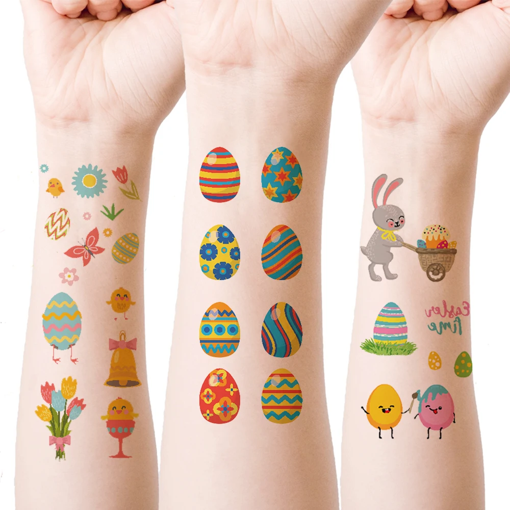 Пасхальные Временные татуировки для детей пасхальные украшения кролик яйцо