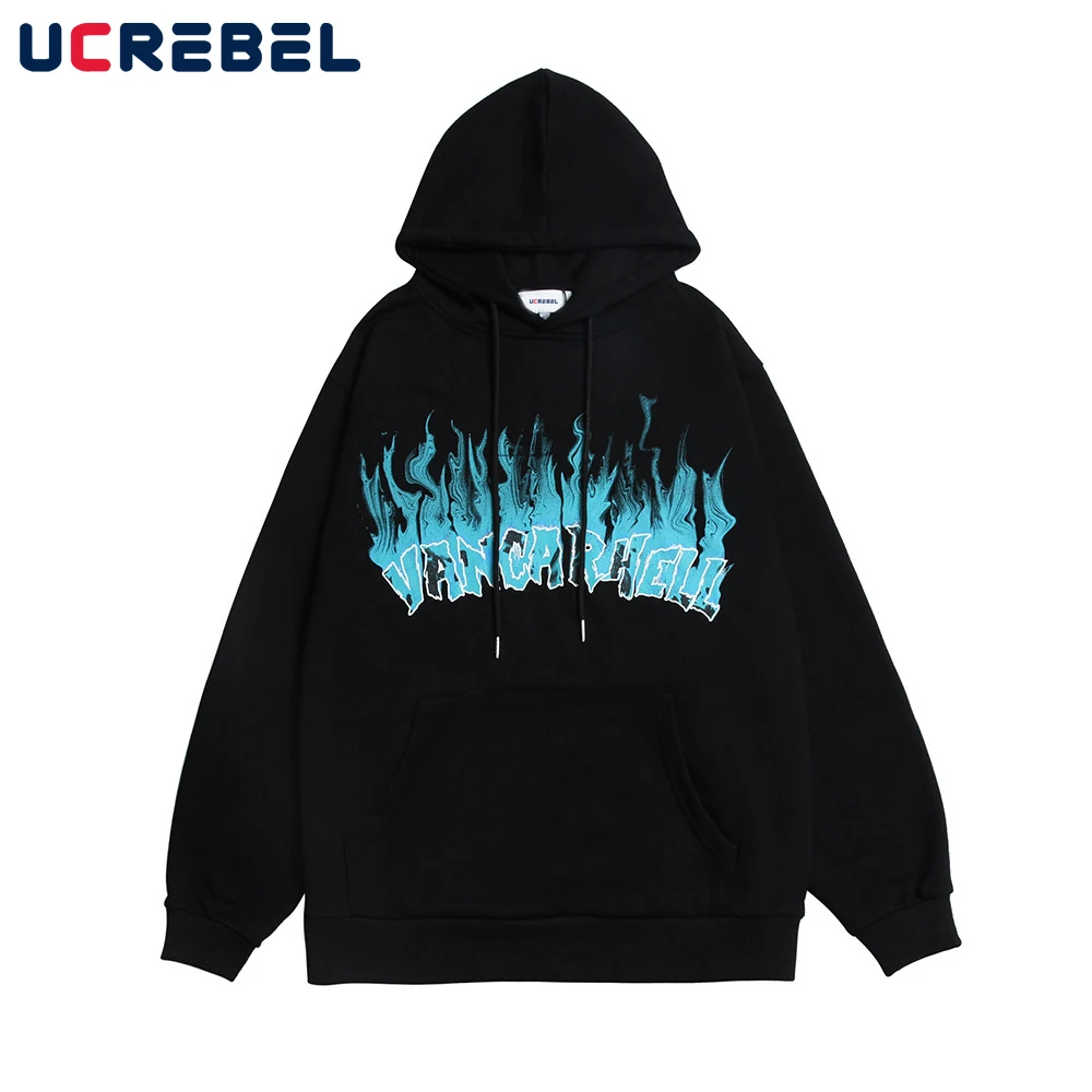 

Letter Print Sweatshirts Mens High Street Autumn Casual Hoodies Streetwear Loose Long Sleeve Pullover Men