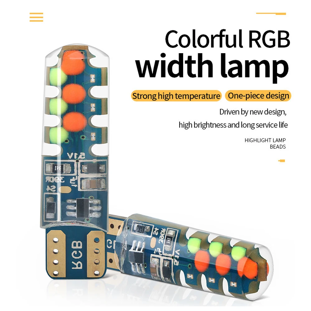 

T10 194 168 W5W LED Bulb RGB COB 18SMD License Plate Lights Signal Lamp Reading Light Silica Gel Multi Color Strobe Flash