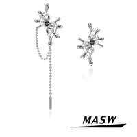 masw original design personality spider net earrings 2022 new trend chain dangle asymmetrical earrings for women jewelry gifts