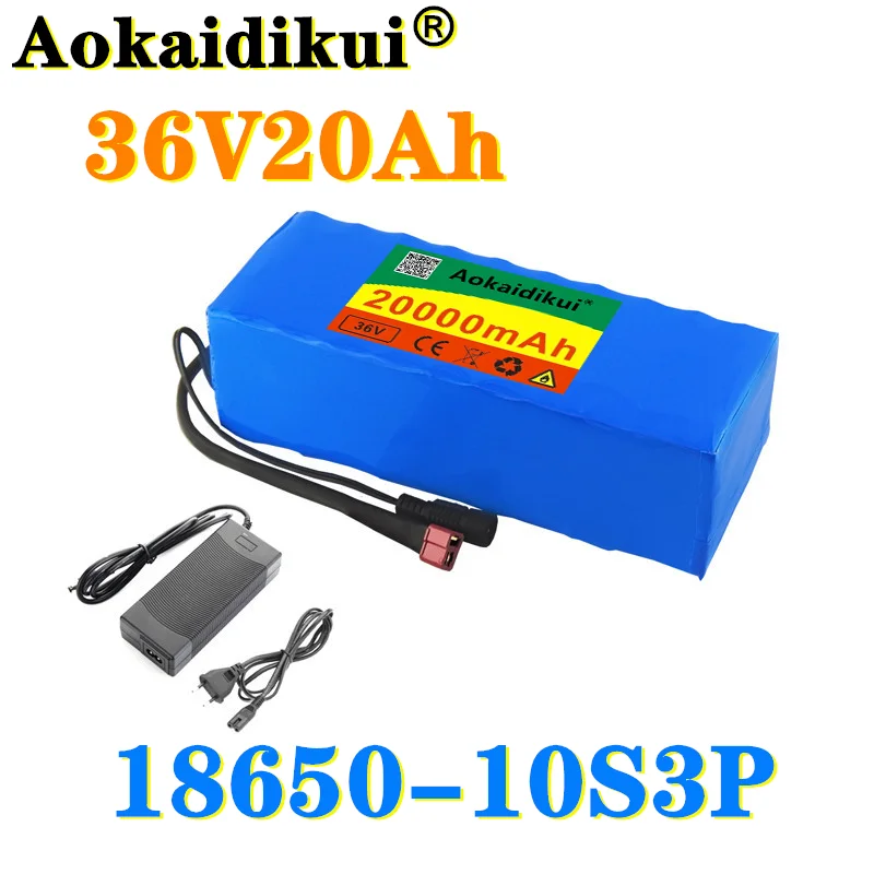 

Литиевый аккумулятор высокой мощности 36 В 10S3P 20 Ач 500 Вт 42 в 18650, 20000 мАч, для электрического велосипеда, скутера, BMS + зарядное устройство