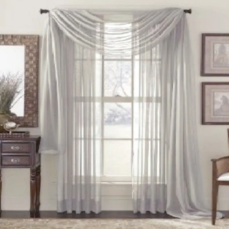 

Transparent Tulle Curtains for Living Room Decoration Rod Pocket Modern Chiffon Solid Sheer Voile Kitchen Curtain Multicolor