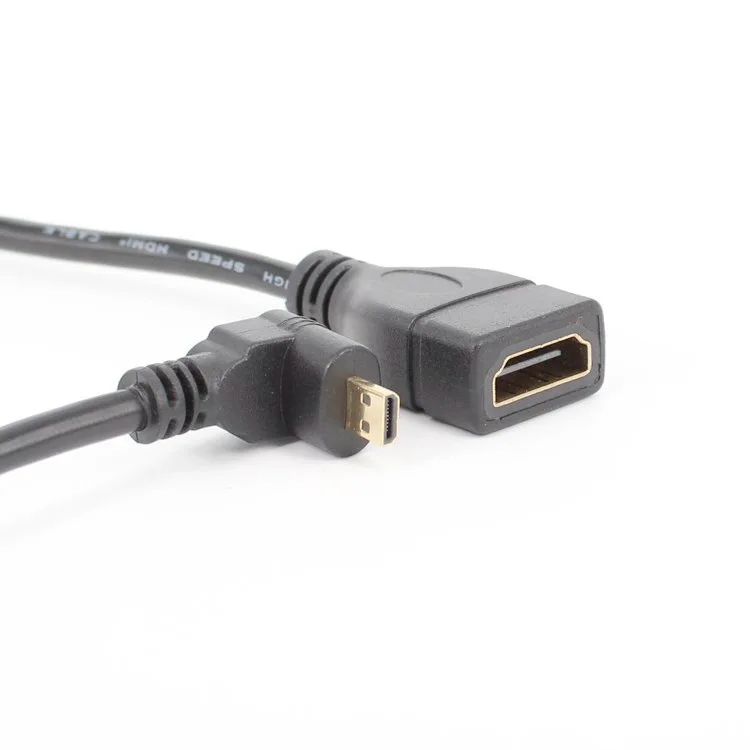 Микро HDMI-совместимый штекер-HDMI-совместимый гнездовой адаптер кабель левый угол 90