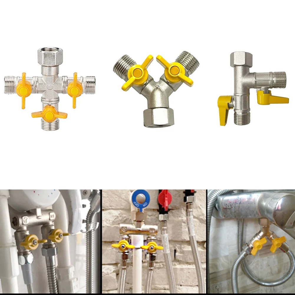 

Nickel Finished 3 Way Manifold for Inlet Hose with Individually Lockable Ball Valves and 1/2Inch AG Connections