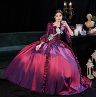 customizable deluxe european medieval victorian costume blue red dress women queen cosplay party vintage ball gown evening dress