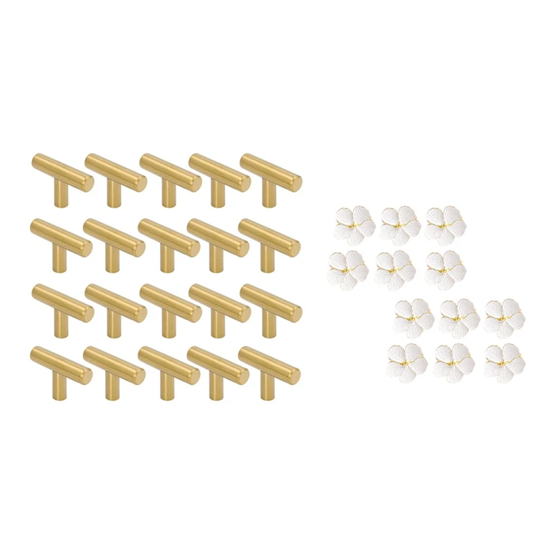 

20 Pcs 50mm Long Single Hole Cabinet Knobs and Pulls & 12 Pcs Flower Napkin Buckle Napkin Ring Napkin Ring