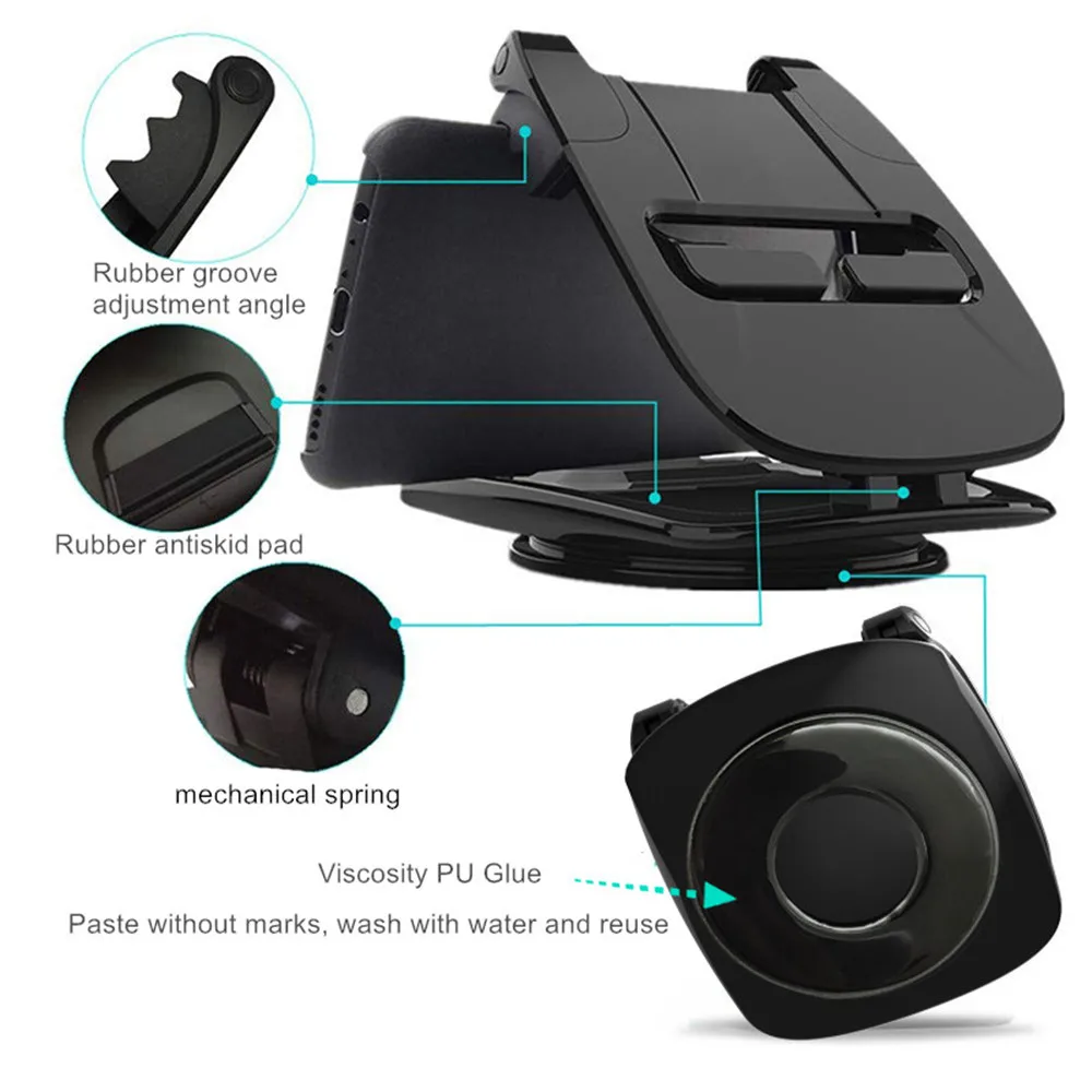 Car Phone Holder 360 Degree Rotate Dashboard Non-slip Mat Rubber Mount Holder 4.0 to 6.5 Inch GPS Mobile Phone Holder in Car