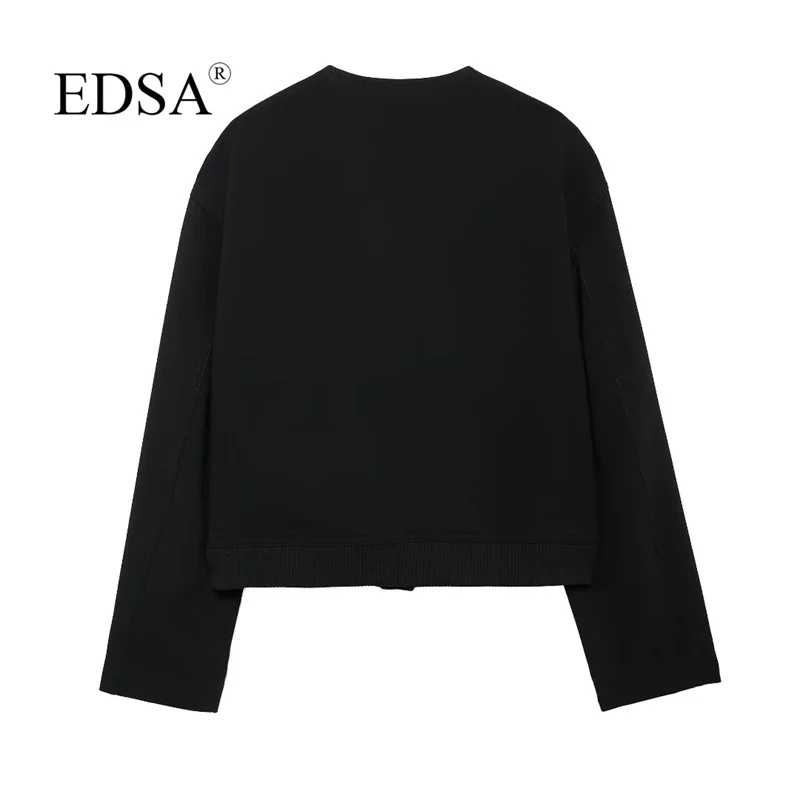 Женская куртка-бомбер EDSA укороченные куртки с длинным рукавом повседневная