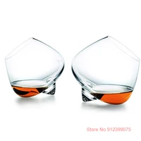 2 pcs denmark rotating whisky glasses top spinning whiskey rock glass shaking liquor xo cognac brandy snifter tumbler wholesale
