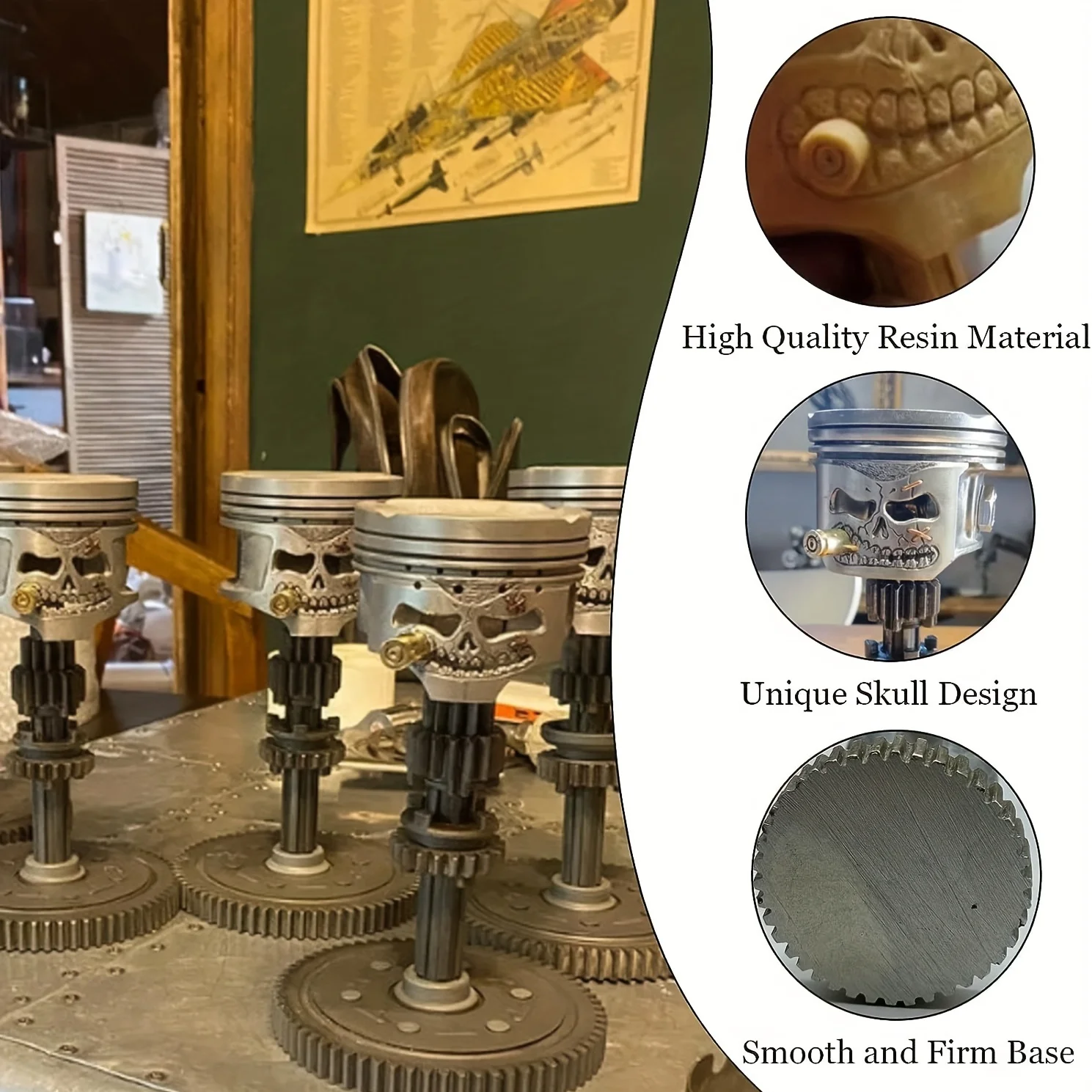 Резьба из смолы ручной работы поршневая скульптура черепа идеальный подарок для