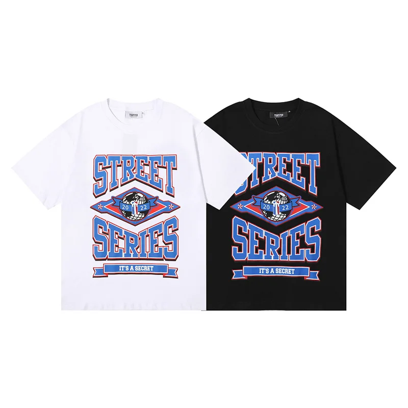 

Fashion Casual All-match Trapstar T Shirt Men Women 1:1 High Quality Cotton Short Sleeve Black White Letters Printing Top Tee
