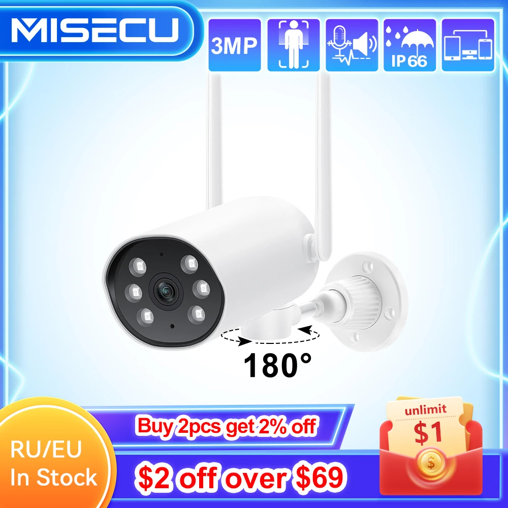 

IP-камера MISECU Беспроводная с поддержкой Wi-Fi, 3 Мп