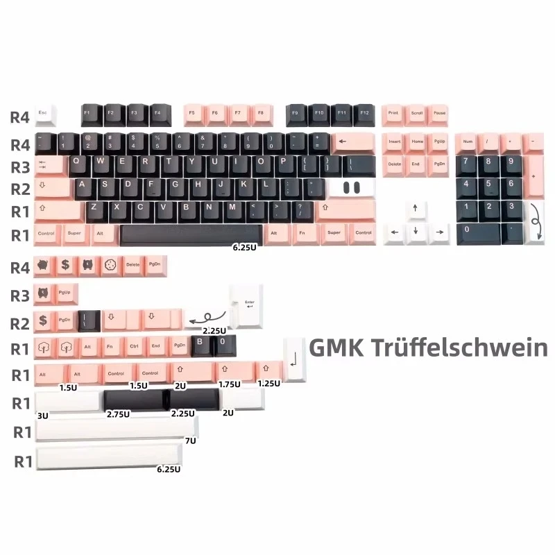 

142 Keys/set GMK Trüffelschwein Keycap PBT Dye Subbed Keycaps Cherry Profile Key Caps For 61 64 68 84 87 96 980 104 Alice HHKB