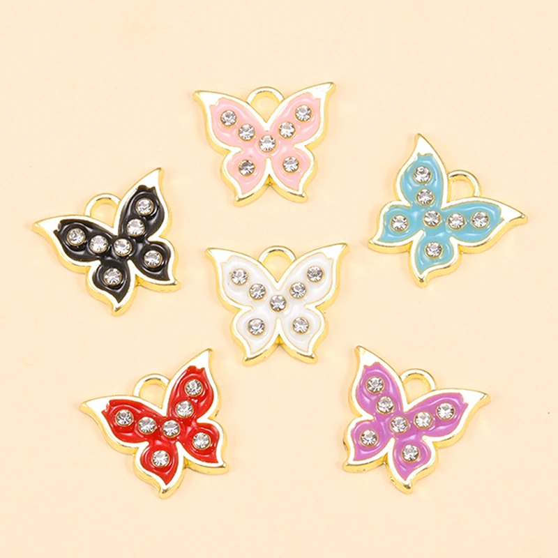 

10Pcs 14*16mm Cute Enamel Colorful Butterfly Charms for Jewelry Making Accessories Earrings Necklace Bracelet Diy Craft Supplies