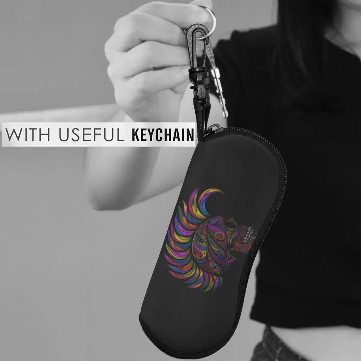 Женская модель череп с Mohawk солнцезащитные очки Мягкий футляр для очков ремешком