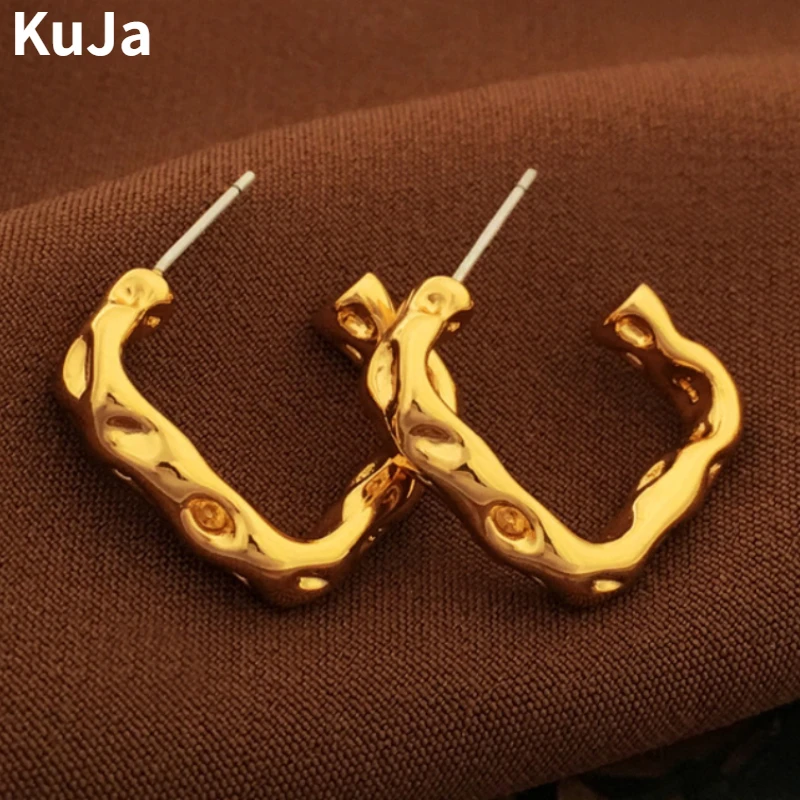 

Modern Jewelry 925 Silver Needle Vintage Temperament Gold Color Hoop Earrings For Women Female Gifts Cool Trend Ear Accessories