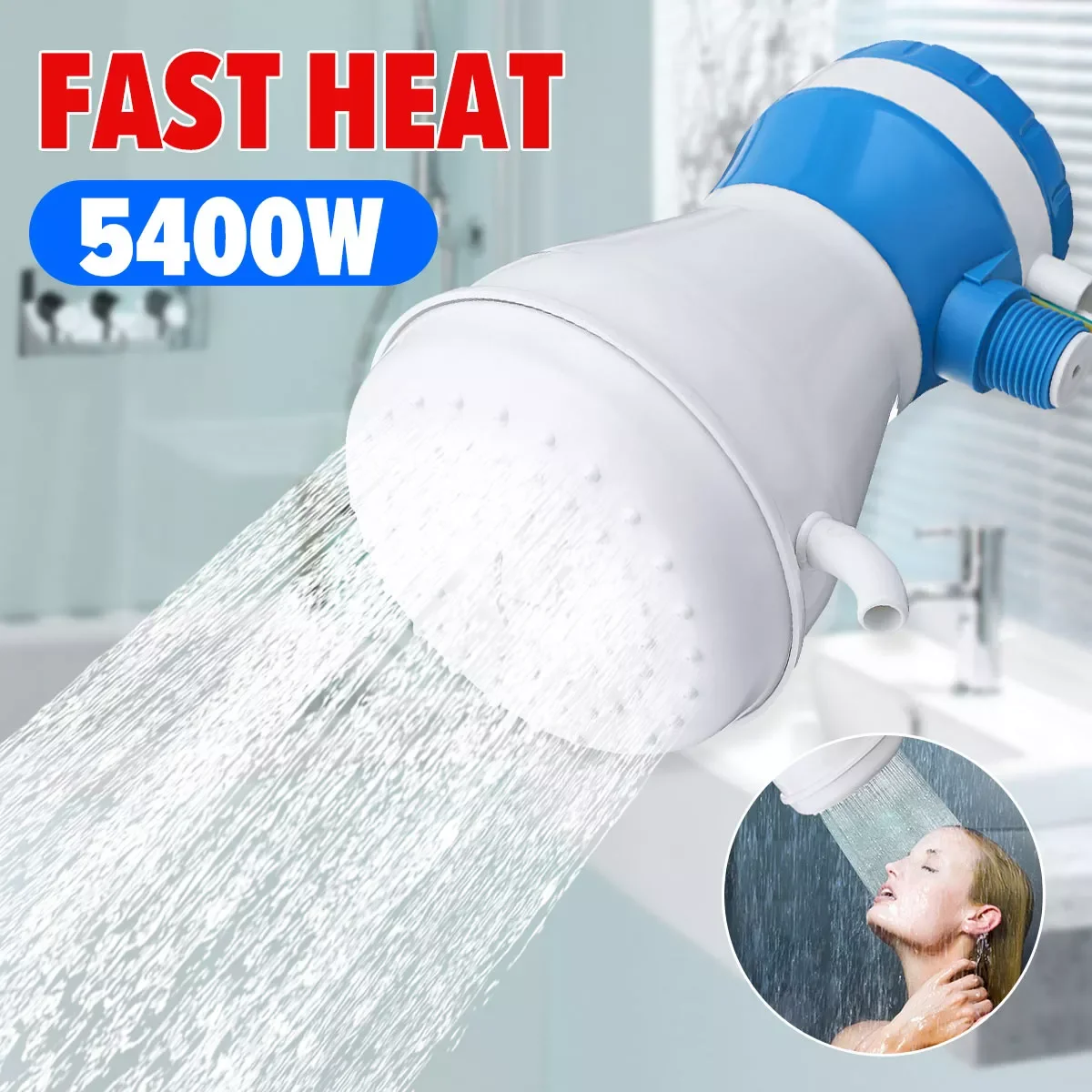 

5400W New 110V/220V Mini Electric Shower Heater Instant Hot Faucet Bathroom Water Heating Instantaneous Water Heater for Bath