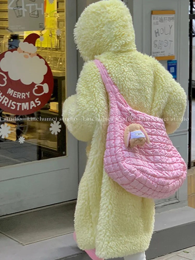 LGRQ Dopamine однотонная женская одежда с капюшоном на шнуровке из овечьей шерсти