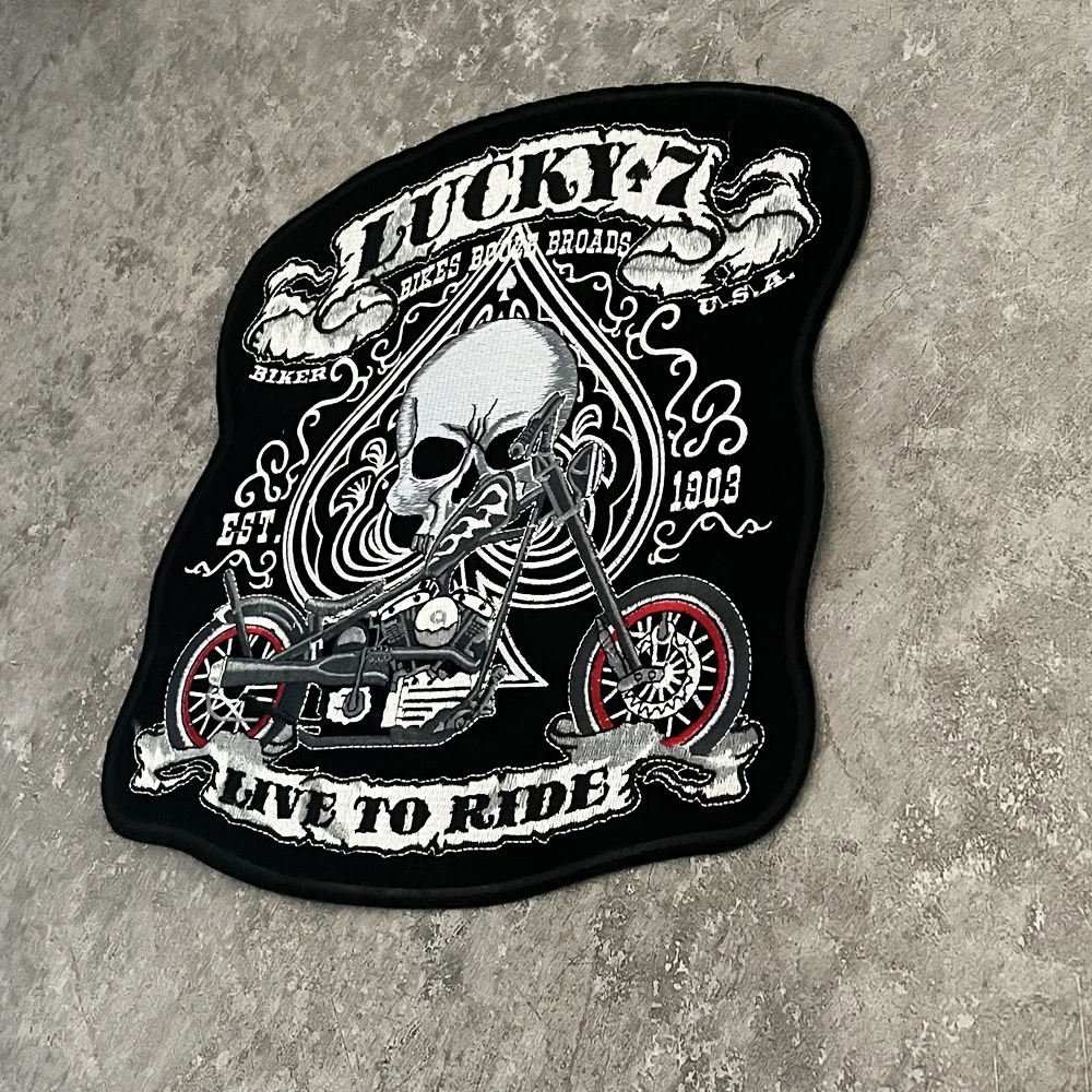 Модная вышитая нашивка в стиле панк большие тканевые наклейки скелет персик