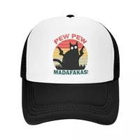 humor pew pew madafakas baseball cap sports men womens adjustable black funny cat trucker hat summer snapback caps