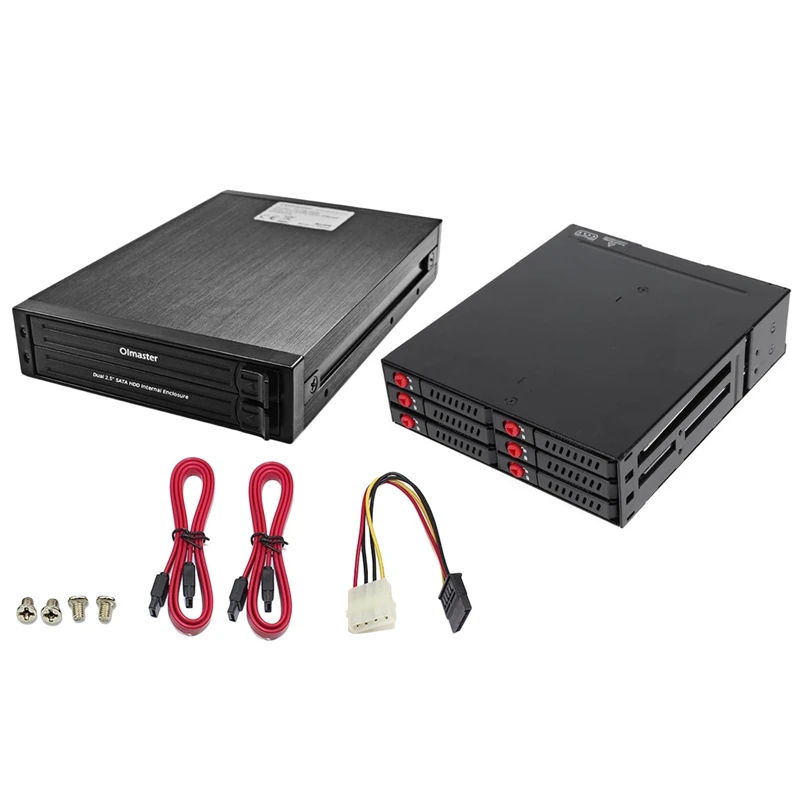 Oimaster 1 Set 6 Bay Hard Disk Enclosure Rack Data Storage & 1 Set He-2005 Dual 2.5 Inch Sata Hdd Internal Enclosure Hard Drive