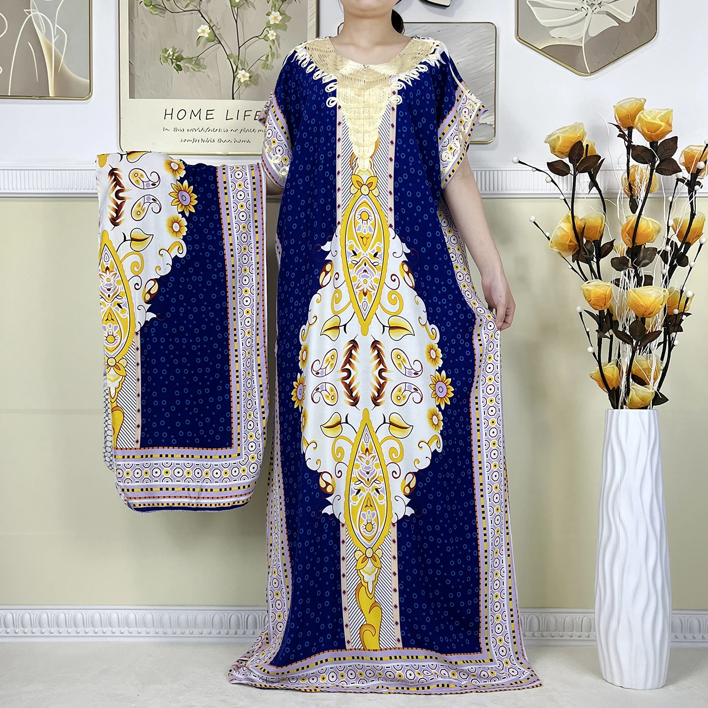 Новое женское платье с принтом в Дубае летнее свободное короткими рукавами