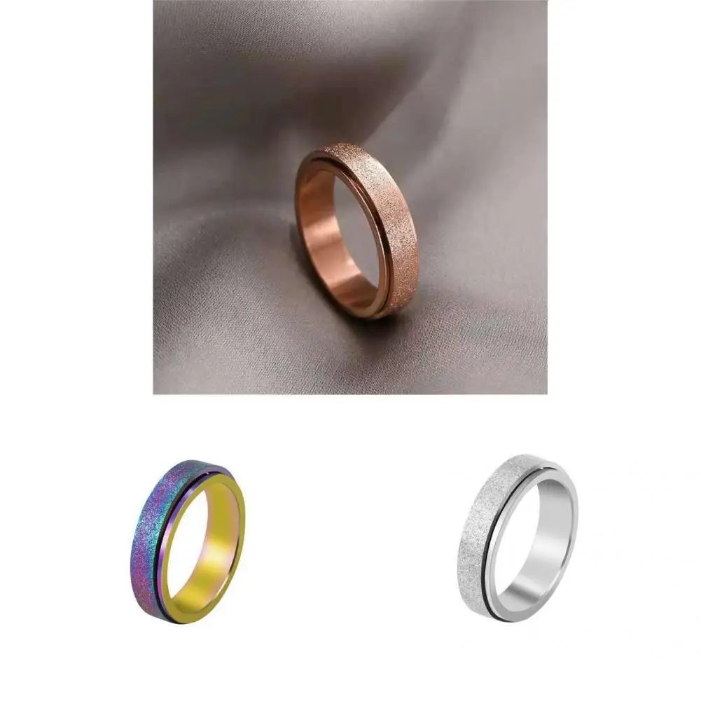 

Finger Ring Long Lasting Fine Workmanship Sand Blast Finish Anti-anxiety Fidget Ring Band Spinner Ring for Daily Dress