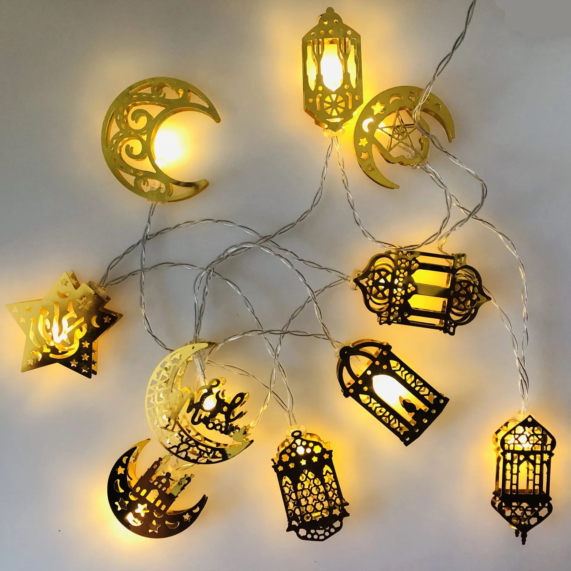 

Middle East Muslim Eid al-Fitr light string LED wrought iron moon castle star palace Ramadan lighting Diwali
