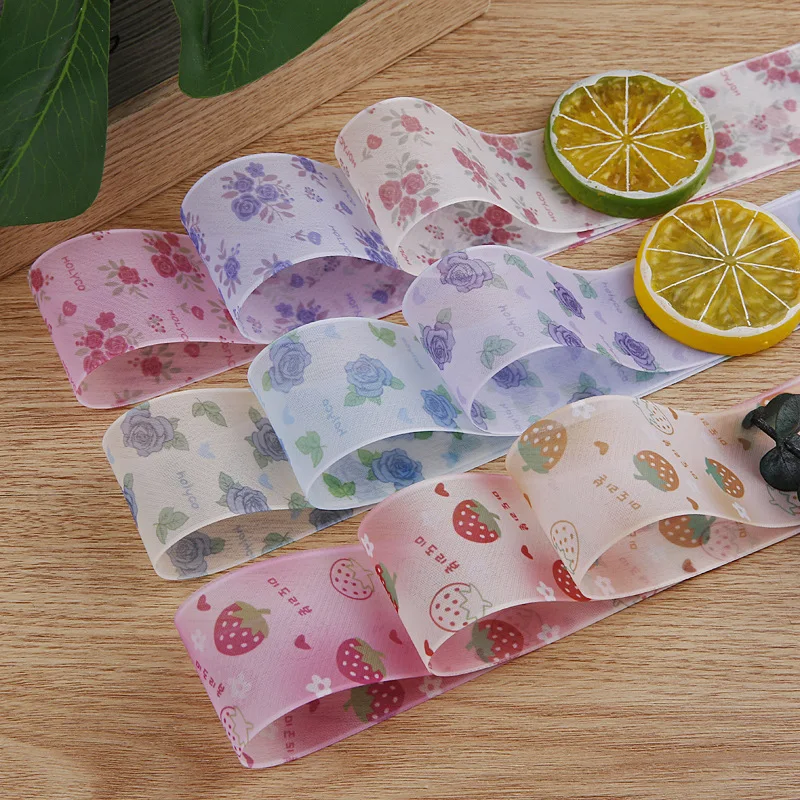 20 ярдов 40 мм цветы клубника роза Снежная пряжа принт лента банты для волос сделай