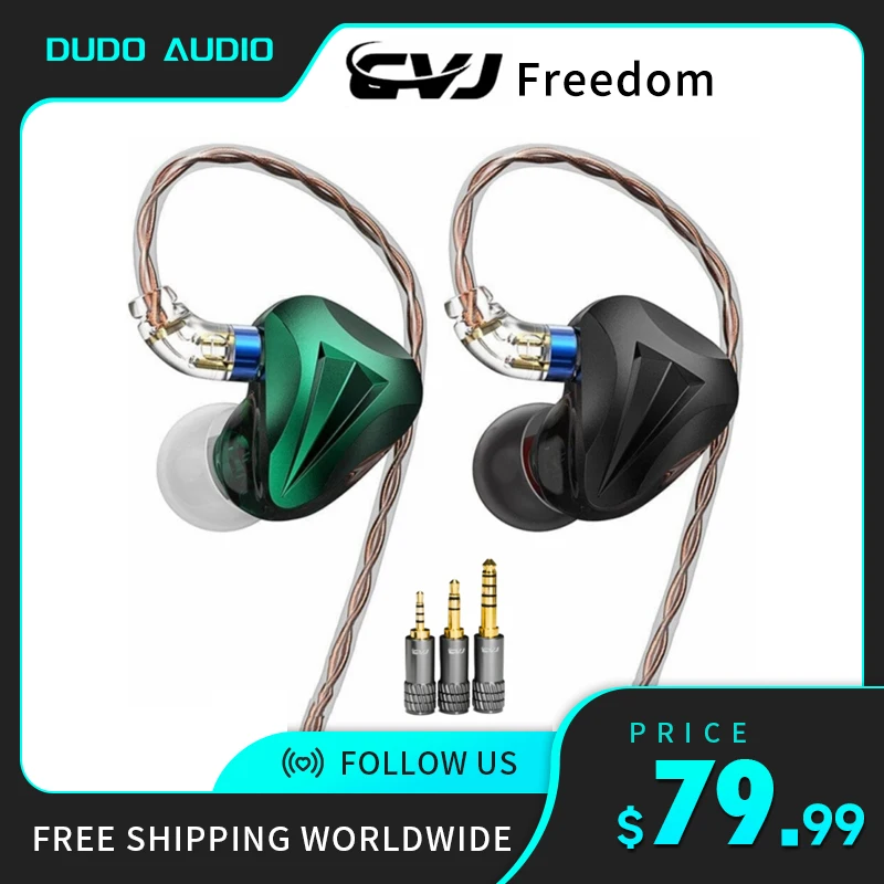 

Наушники-вкладыши CVJ Freedom, 5 гибридных драйверов, 1DD + 4BA IEMs, музыкальные наушники с 4 переключаемыми режимами настройки и 3 типами вилок