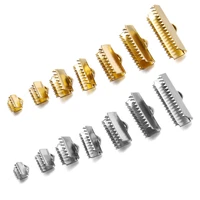 20 30pcs 6 5 25mm stainless steel crimp end beads buckle tips clasp cord flat cover clasps connectors for diy jewelry making