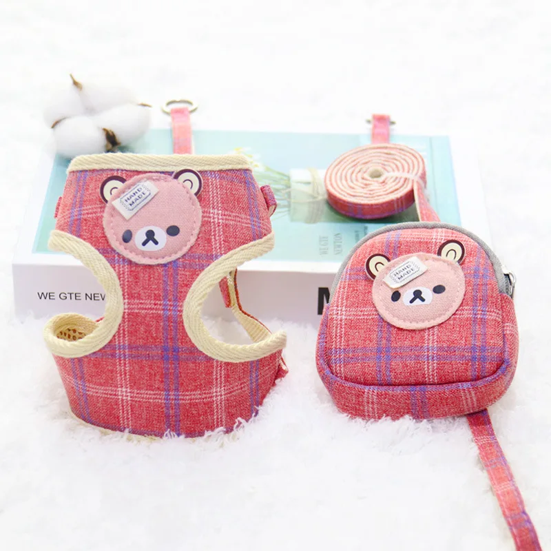 

Pet Supplies Dog Adjustable Chest Strap Traction Rope Belt Snack Bag Set Plaid Pull Chest Walking Running Soft Anti-escape Strap