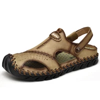 2022 summer mens sandals genuine leather soft breathable shoes men trekking beach roman sandals leather men sandals slides