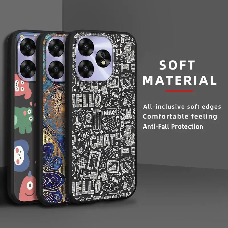 Мягкая искусственная задняя крышка для UMIDIGI A15/A15C Противоударная силиконовая