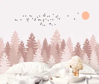 beibehang custom photo nordic pink forest bird forest wall decorative painting large mural wallpaper art papel pintado de pared