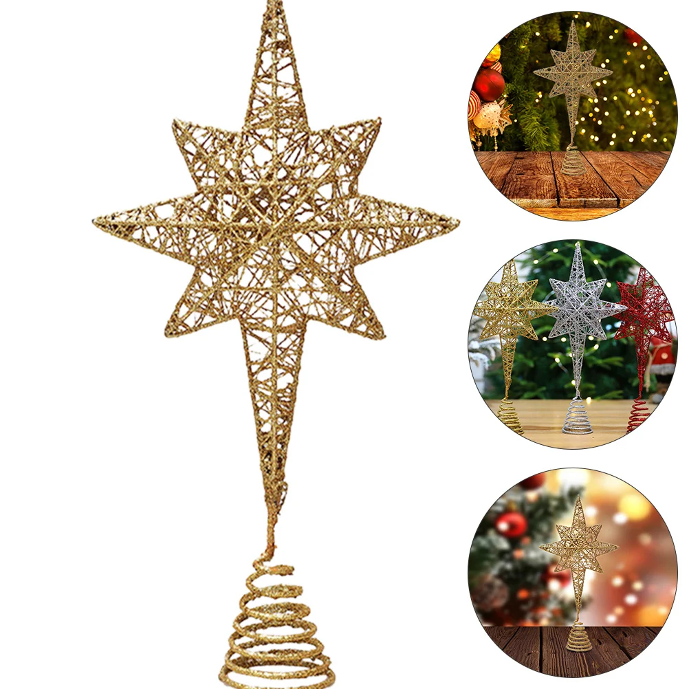 

Christmas Eight Pointed Star Tree Topper Party Xmas Tree Ornament Christmas Star Star Christmas Tree Top Star Decorations