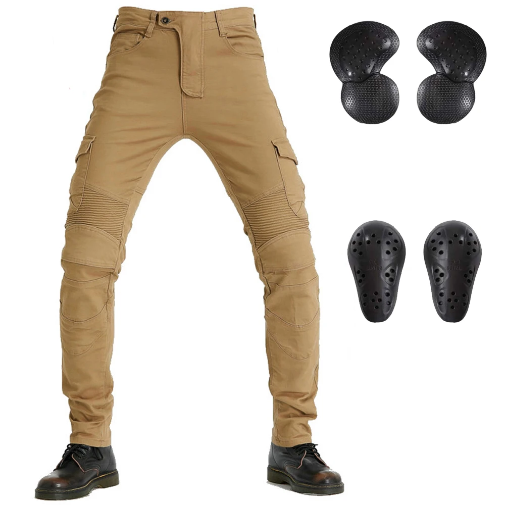 LOMENG Motorcycle Riding Jeans Biker Motocross Racing Slim Stretch Pants with CE Removable Armored for Men LMPM39
