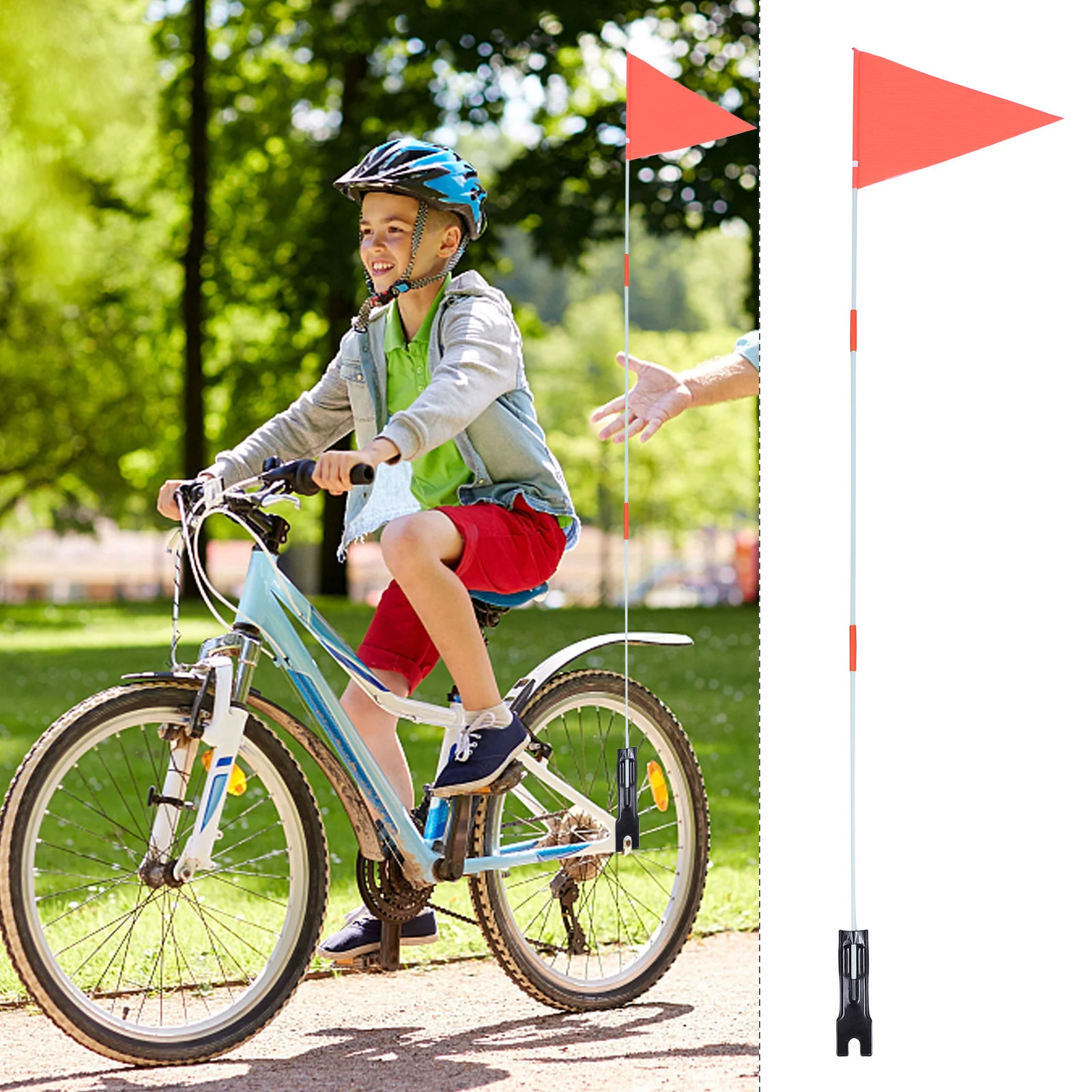 

Flag Safety Bike Pole Double Sidedkids Waterproof Cycling Handlebartrailer Visibility Flags Piratered Hightriangular Cycle