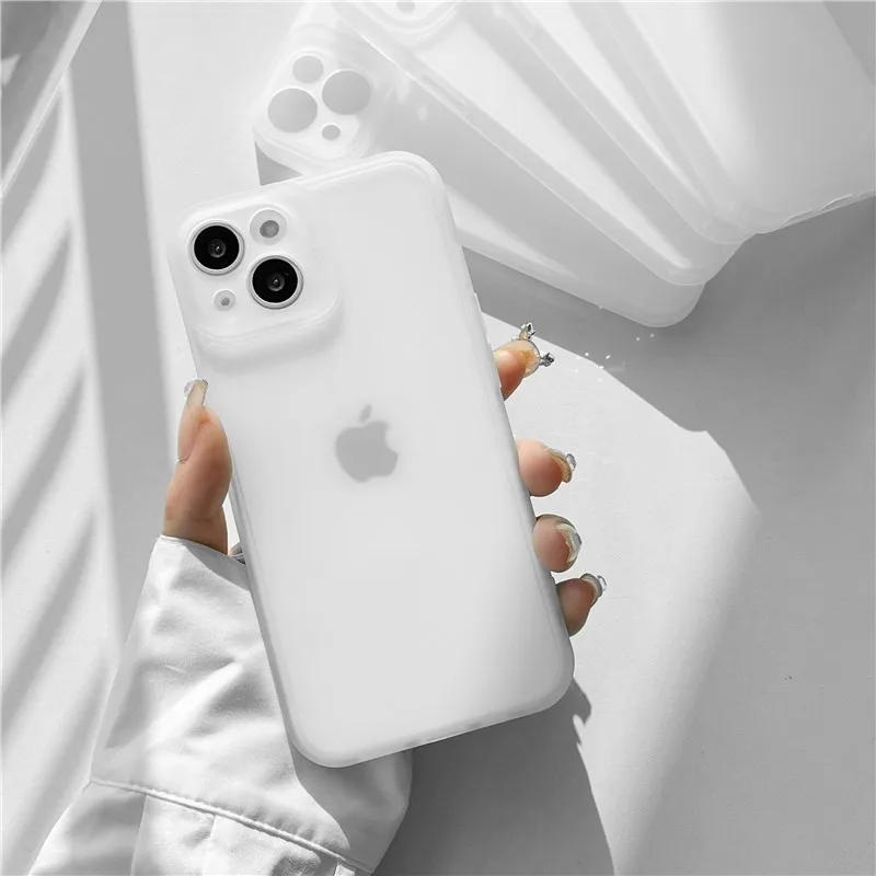 

13 Pro Case Luxury Matte Transparent Clear Silicone Phone Cover For iPhone 12 Pro Max 11 XR X XS 7 8 Plus Lens Protection Cases