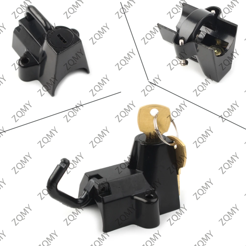 Motorcycle Helmet Lock For Harley Davidson Softail Road King Fat Boy Crusier Chopper Custom Bike with 7/8&quot- 1 1/4&quot bar Black