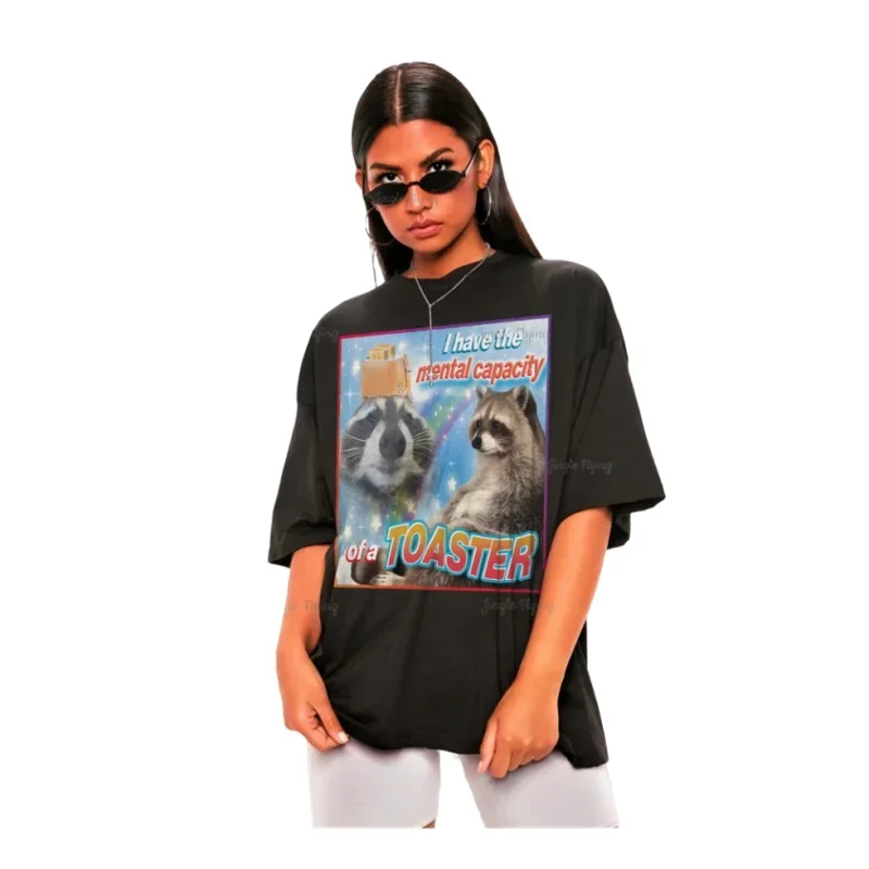 Футболка с мемом У меня есть психическая способность тостера изображением енота