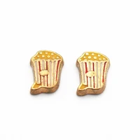 hot sale 10pcslot enamel gold popcorn chicken food floating charms fit diy living glass locket women pendant necklace jewelry