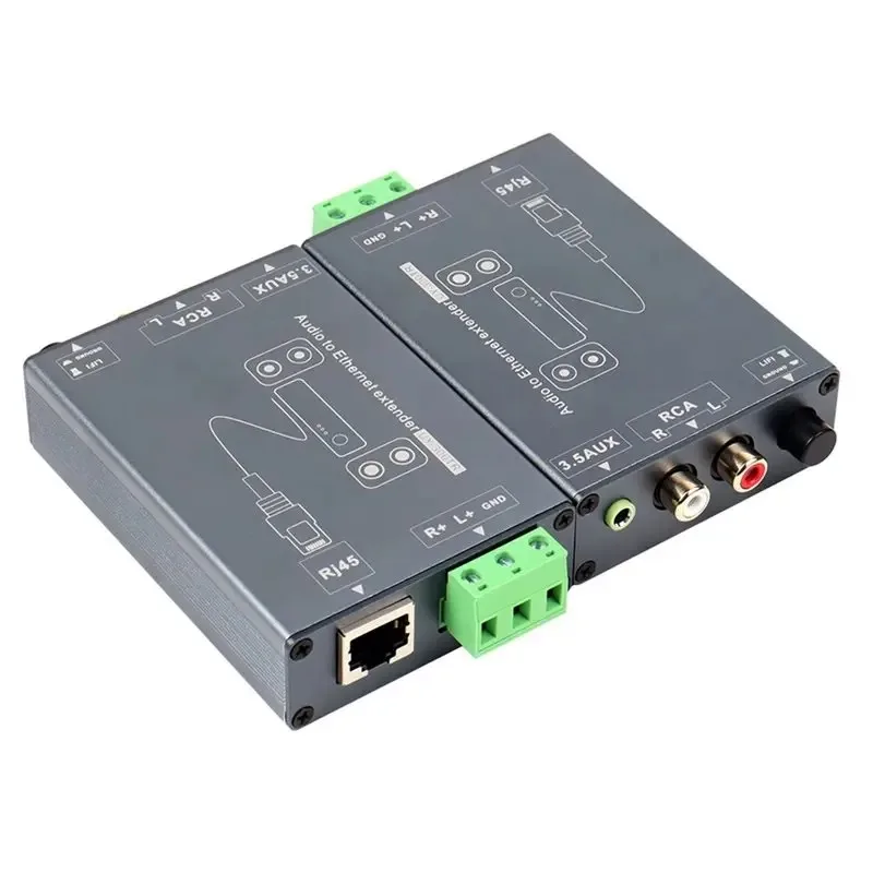 Фото Удлинитель аудиосигнала L93A, 1 пара, разъем 3,5 мм на RCA, с поддержкой Ethernet RJ45, удлинитель сетевого кабеля №2
