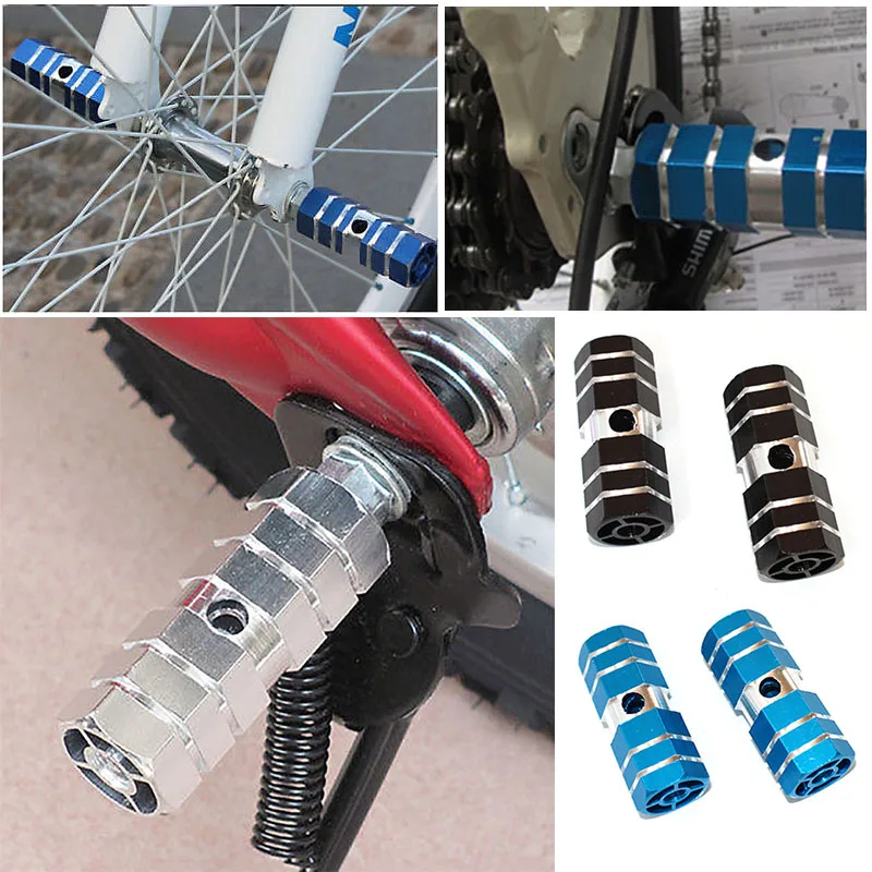 MTB BMX Bike Pedal Alloy Foot Stunt Peg Footrest-Lever Grip Anti-Slip Clamps Front Rear Axle Pick Accessories