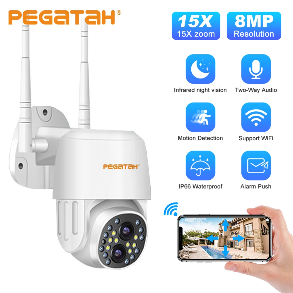 

2K Dual Lens 8MP HD Surveillance CCTV IP Camera 15X Zoom Outdoor AI Human Auto Tracking WiFi PTZ Binocular Video Security Camera